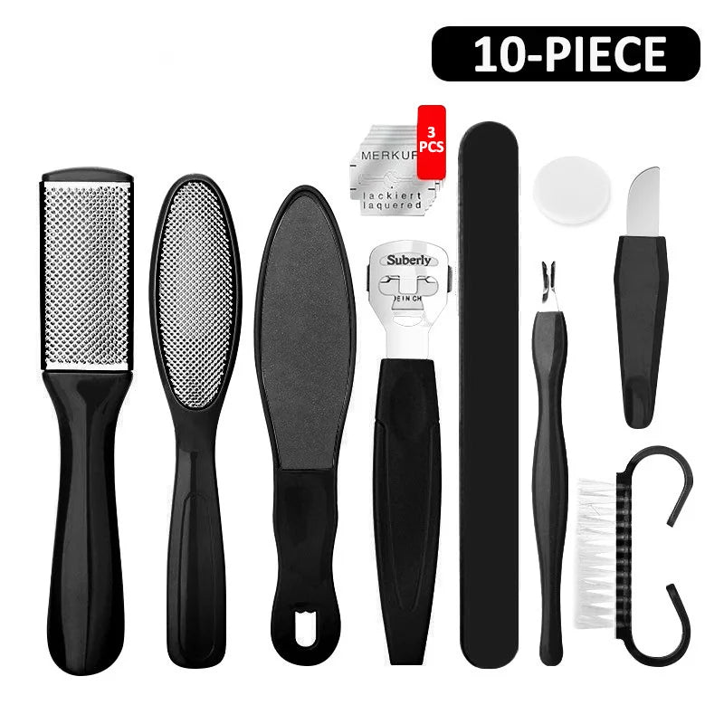 8PCS Professional Pedicure Kit – Stainless Steel Foot Care Tools with Callus Remover & Heel Scraper