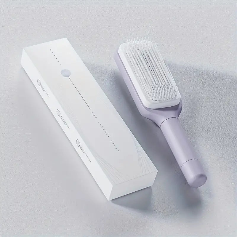 Women’s Rotating Hair Comb with One-Click Cleaning – Anti-Static Detangling Brush for Blow Drying & Styling