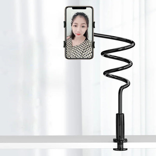 Flexible Long Arm Gooseneck Phone Holder – Adjustable Bedside & Desktop Clamp Mount for Video Calls, Streaming & Live Recording