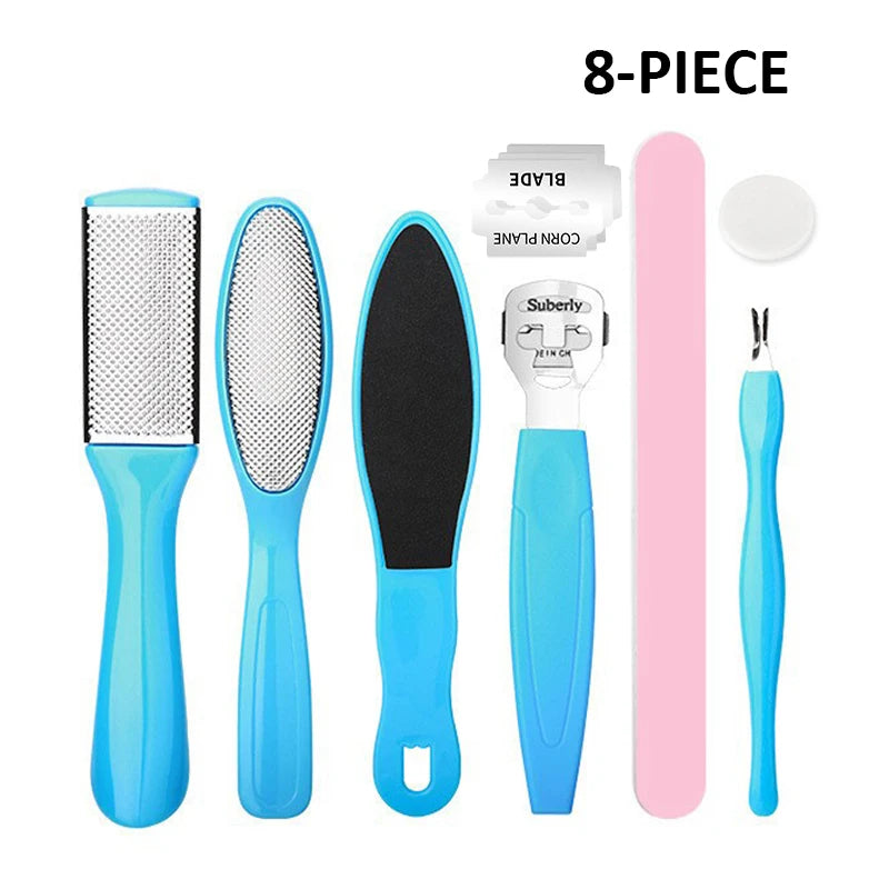 8PCS Professional Pedicure Kit – Stainless Steel Foot Care Tools with Callus Remover & Heel Scraper