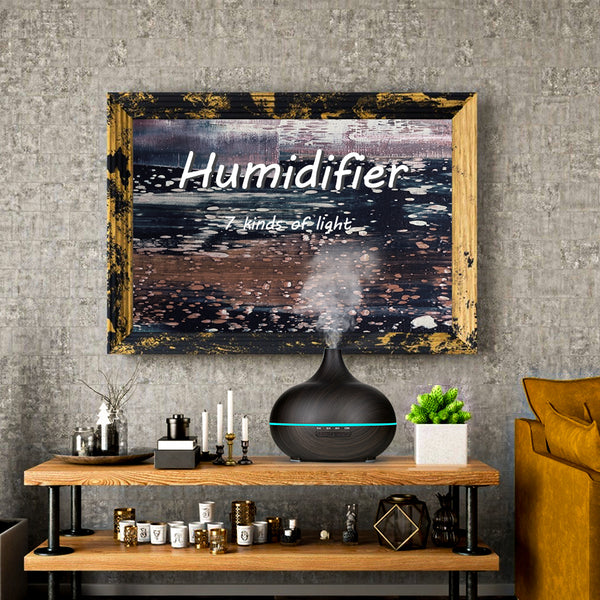 Wood Grain Ultrasonic Aromatherapy Diffuser – Essential Oil Humidifier with Remote, LED Lights & Timer