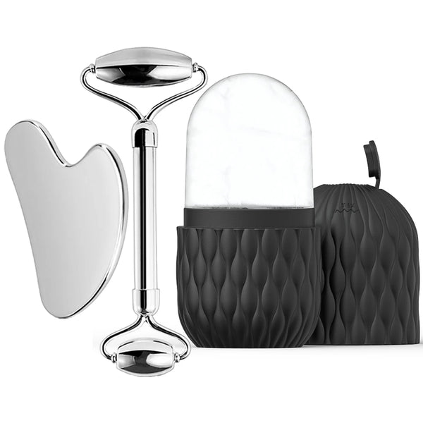 Ice Face Roller (1/3PCS Set) – Stainless Steel & Silicone Facial Roller for Skin Tightening - Live Easy