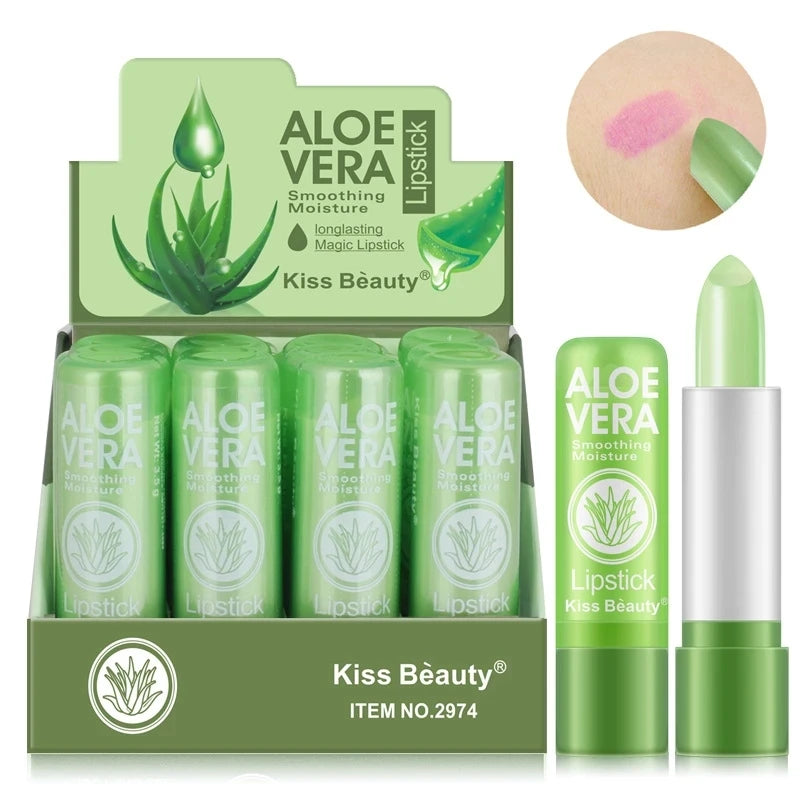 Aloe Vera Color-Changing Lip Balm Set – Moisturizing Magic Lipstick (12PCS)