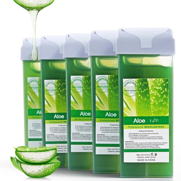 Roll-On Wax Refill Kit – Professional Hair Removal Cartridges for Wax Warmer (Aloe, Honey, Coconut, Lavender, Rose, Chamomile) 100ML