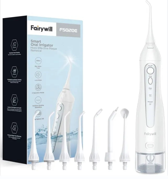 Rechargeable Water Flosser – Portable Oral Irrigator with 3 Modes, 300ML Tank & 6 Nozzles
