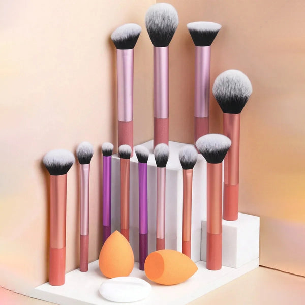 15-Piece Makeup Brush Kit – Soft Synthetic Foundation, Blush & Eyeshadow Brushes