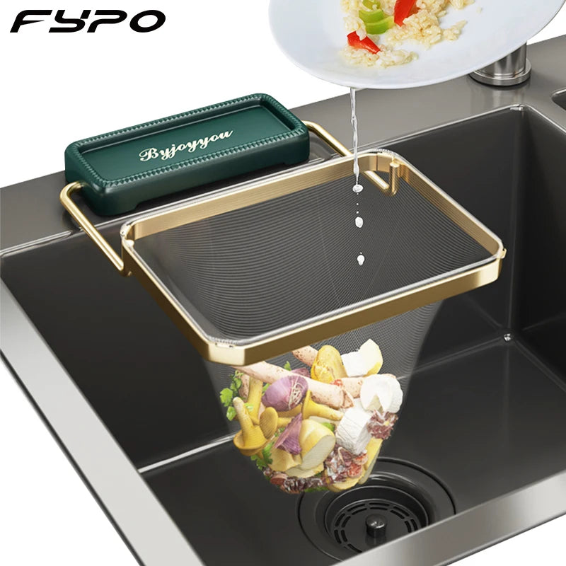 Foldable Sink Filter Rack – Mesh Bag Stand for Kitchen Waste & Garbage Storage