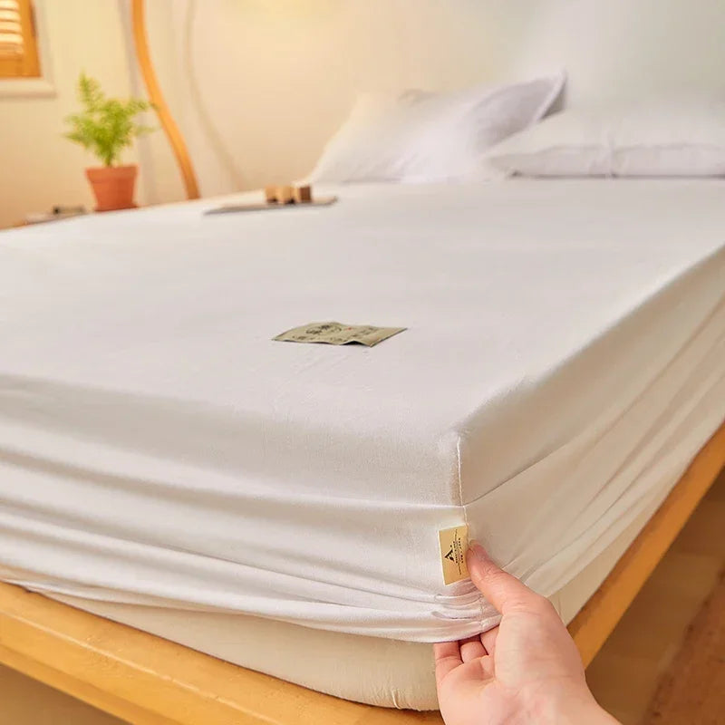 100% Cotton Fitted Mattress Cover – Breathable Anti-Slip Protector