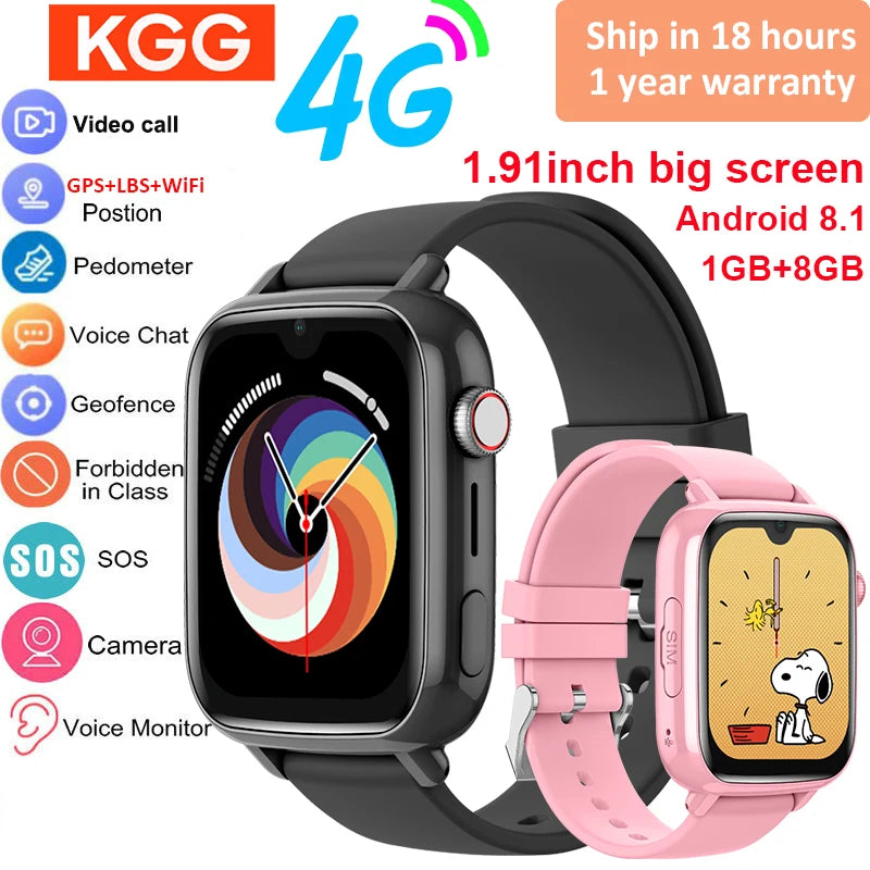 Kids Smart Watch 4G – GPS & WiFi Video Call Smartwatch with SOS, Camera, Tracker & Voice Chat