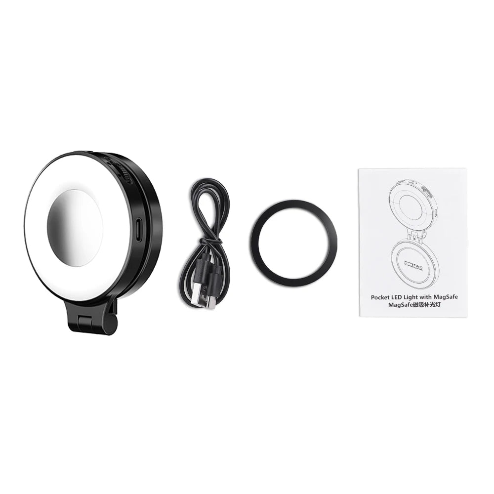 MagSafe Magnetic Fill Light for iPhone – Universal LED Selfie Ring Lamp with Retractable Flip Bracket - Live Easy