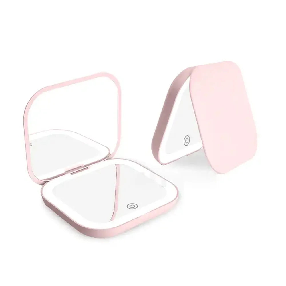 Compact LED Makeup Mirror – Folding Travel Vanity Mirror with 3X Magnification