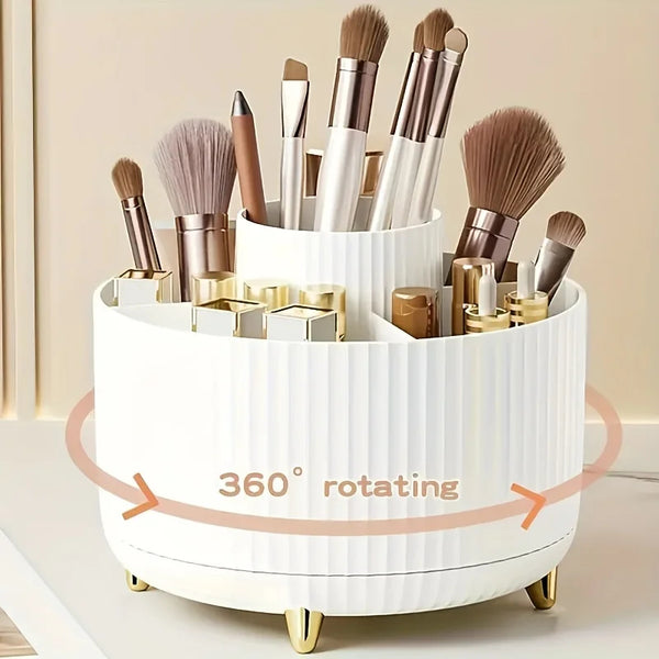 360° Rotating Cosmetic Storage Box – Multi-Functional Makeup Organizer with 5 Compartments - Live Easy
