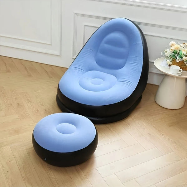 Inflatable Lounge Sofa with Footstool Set – Portable Air Chair for Home, Office, Travel & Poolside Relaxation