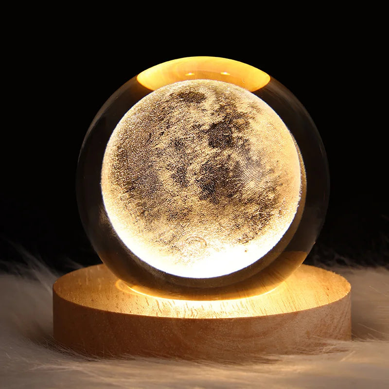Crystal Ball LED Night Light Lamp 3D – USB Rechargeable Moon & Galaxy Table Lamp for Home Decor, Parties & Gifts