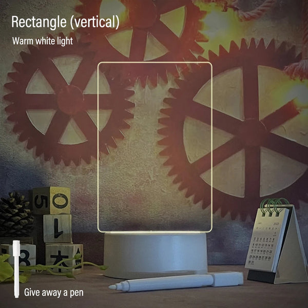 USB-Powered LED Night Light with Message Board – Touch Writing Surface Desk Lamp with Warm White Ambient Light - Live Easy