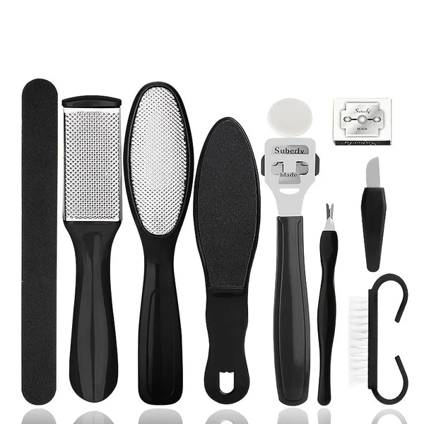 8PCS Professional Pedicure Kit – Stainless Steel Foot Care Tools with Callus Remover & Heel Scraper