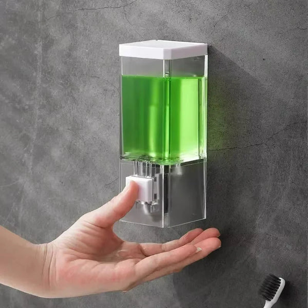 Wall-Mounted Press Soap Dispenser – Transparent Refillable & Leakproof