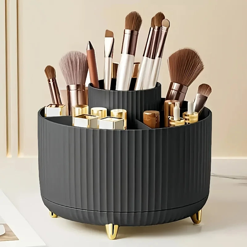 360° Rotating Cosmetic Storage Box – Multi-Functional Makeup Organizer with 5 Compartments