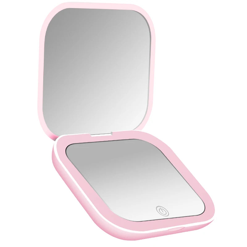 Compact LED Makeup Mirror – Folding Travel Vanity Mirror with 3X Magnification
