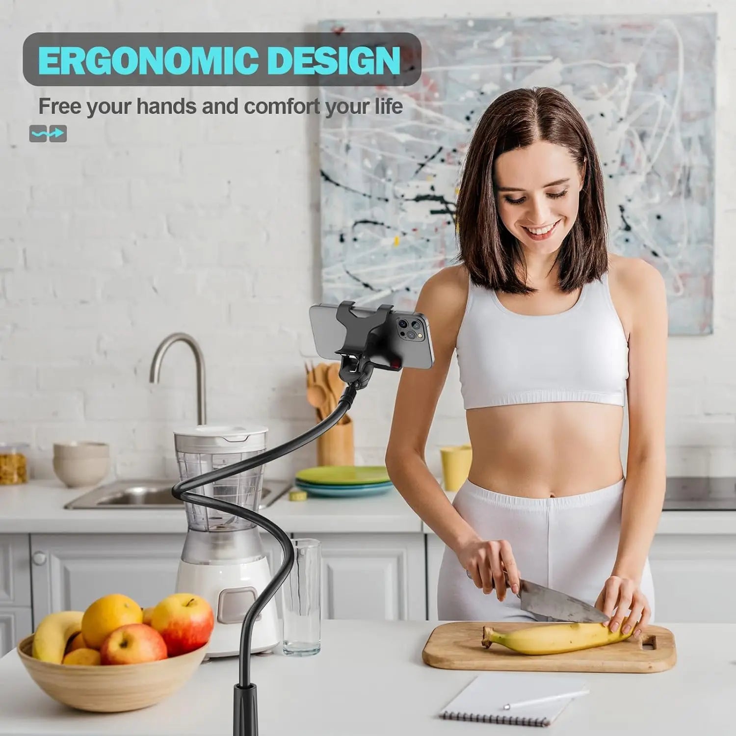 Flexible Long Arm Gooseneck Phone Holder – Adjustable Bedside & Desktop Clamp Mount for Video Calls, Streaming & Live Recording