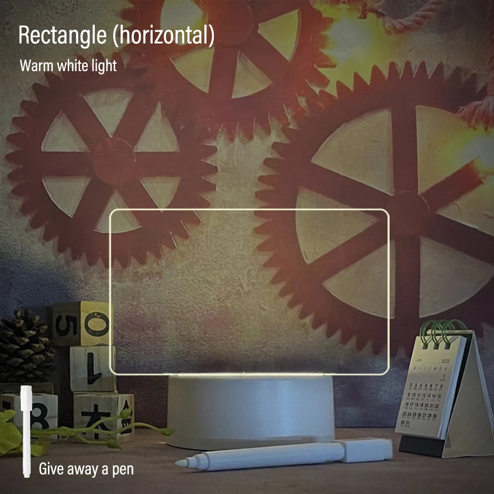 USB-Powered LED Night Light with Message Board – Touch Writing Surface Desk Lamp with Warm White Ambient Light - Live Easy