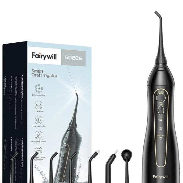 Rechargeable Water Flosser – Portable Oral Irrigator with 3 Modes, 300ML Tank & 6 Nozzles
