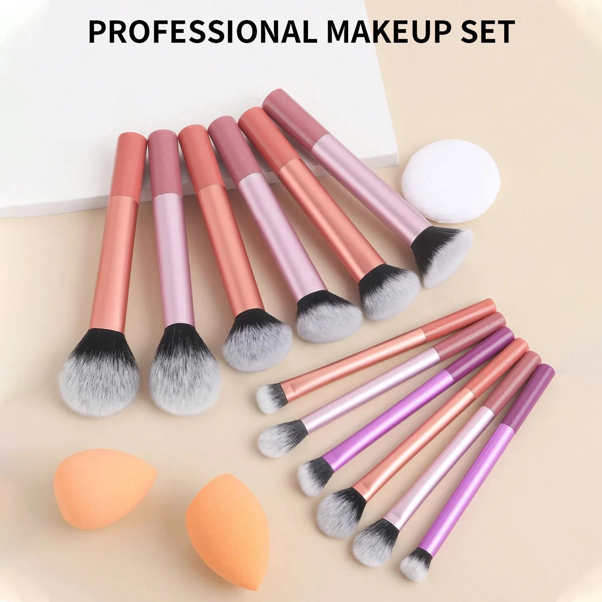 15-Piece Makeup Brush Kit – Soft Synthetic Foundation, Blush & Eyeshadow Brushes