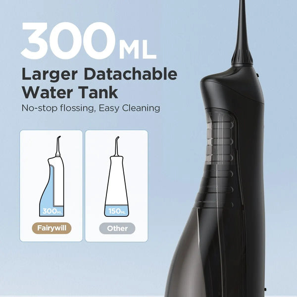 Rechargeable Water Flosser – Portable Oral Irrigator with 3 Modes, 300ML Tank & 6 Nozzles