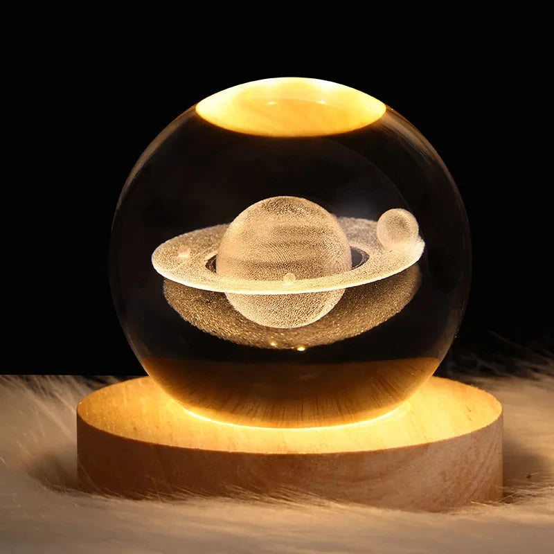 Crystal Ball LED Night Light Lamp 3D – USB Rechargeable Moon & Galaxy Table Lamp for Home Decor, Parties & Gifts