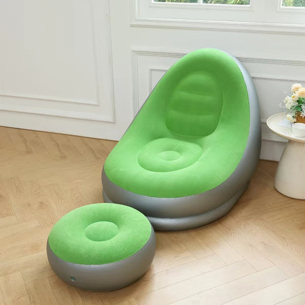 Inflatable Lounge Sofa with Footstool Set – Portable Air Chair for Home, Office, Travel & Poolside Relaxation