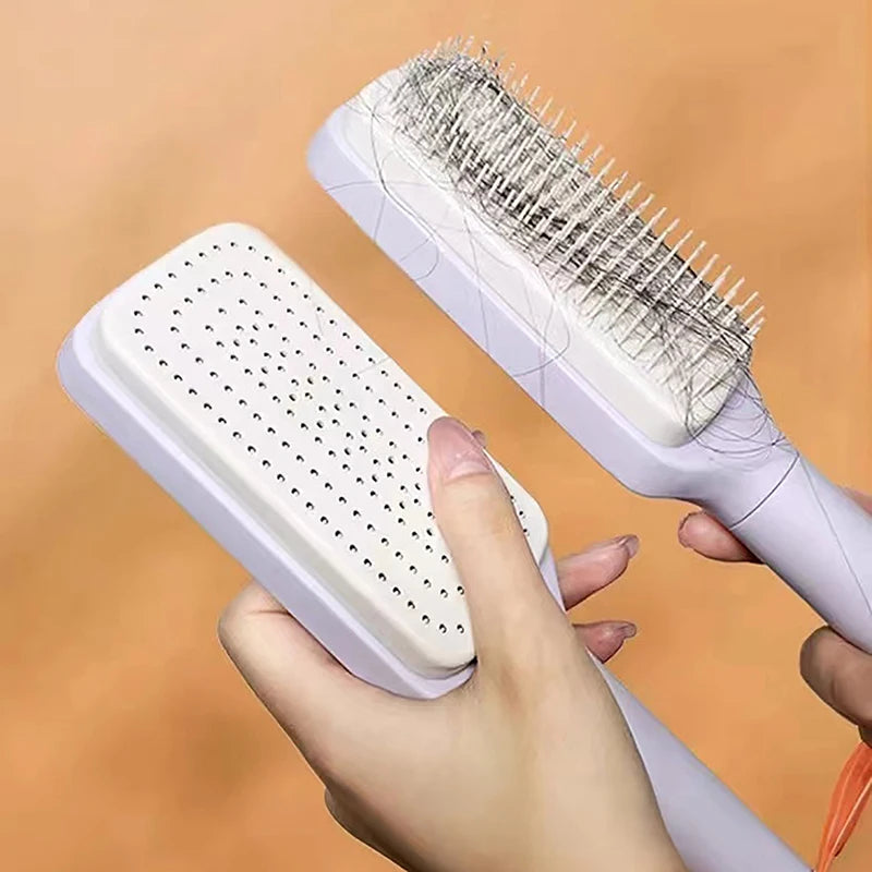 Women’s Rotating Hair Comb with One-Click Cleaning – Anti-Static Detangling Brush for Blow Drying & Styling - Live Easy