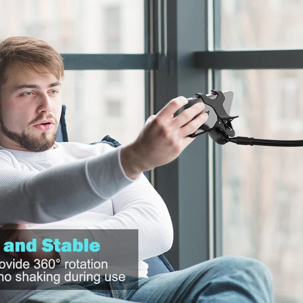 Flexible Long Arm Gooseneck Phone Holder – Adjustable Bedside & Desktop Clamp Mount for Video Calls, Streaming & Live Recording