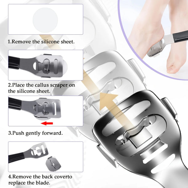 8PCS Professional Pedicure Kit – Stainless Steel Foot Care Tools with Callus Remover & Heel Scraper