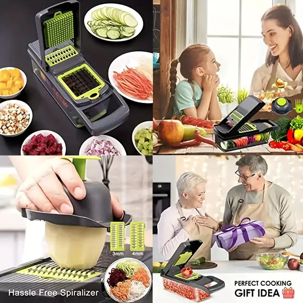 16-in-1 Heavy-Duty Vegetable Chopper Set – Multi-Functional Food Processor with Safety Lock, Storage Container & Multiple Blades - Live Easy