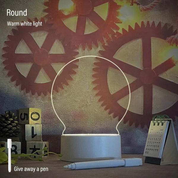 USB-Powered LED Night Light with Message Board – Touch Writing Surface Desk Lamp with Warm White Ambient Light - Live Easy