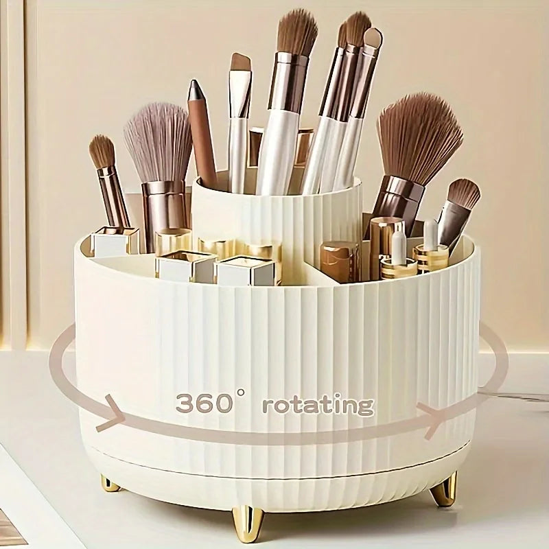 360° Rotating Cosmetic Storage Box – Multi-Functional Makeup Organizer with 5 Compartments - Live Easy