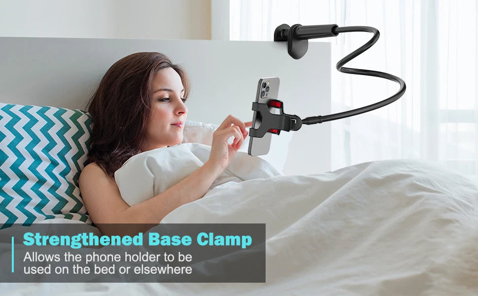 Flexible Long Arm Gooseneck Phone Holder – Adjustable Bedside & Desktop Clamp Mount for Video Calls, Streaming & Live Recording