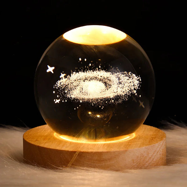 Crystal Ball LED Night Light Lamp 3D – USB Rechargeable Moon & Galaxy Table Lamp for Home Decor, Parties & Gifts