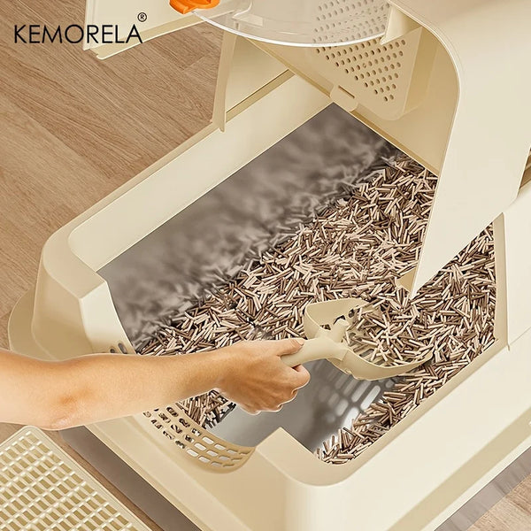 Stainless Steel Cat Litter Box XL – Extra Large Enclosed Litter Box with High Sides, Removable Design & Scoop | Odor-Free, Durable Pet Toilet for Big Cats - Live Easy