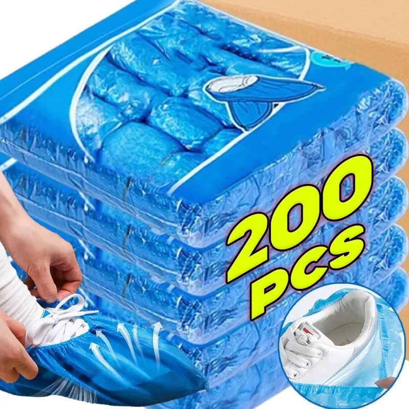 Disposable Non-Woven Shoe Covers – Waterproof, Anti-Slip Protective Booties for Home, Travel & Hotel Use (Plastic + Fabric)