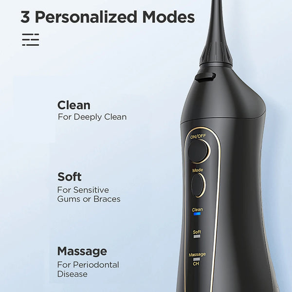 Rechargeable Water Flosser – Portable Oral Irrigator with 3 Modes, 300ML Tank & 6 Nozzles