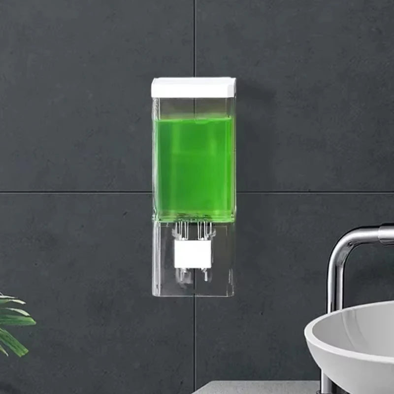 Wall-Mounted Press Soap Dispenser – Transparent Refillable & Leakproof