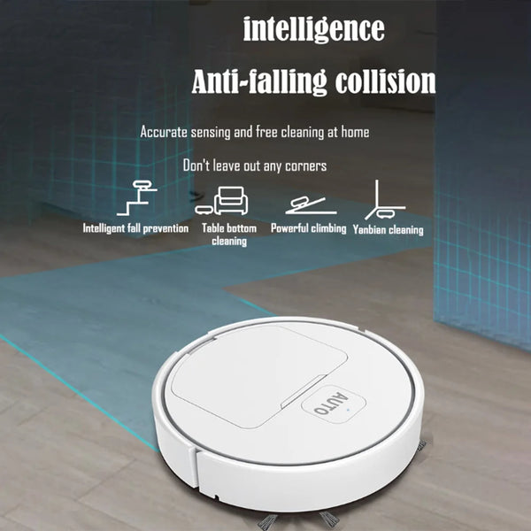3-in-1 Robot Vacuum Cleaner – USB Rechargeable Robotic Vacuum & Mop Combo | 1000Pa Suction Smart Floor Washer for Home, Carpet & Pet Hair - Live Easy