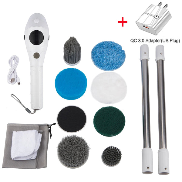 Electric Cleaning Brush 8-in-1 – Rechargeable Cordless Rotating Scrubber with Adjustable Handle