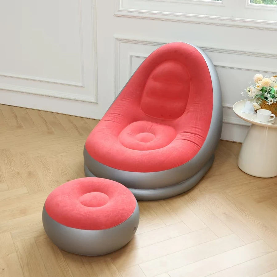 Inflatable Lounge Sofa with Footstool Set – Portable Air Chair for Home, Office, Travel & Poolside Relaxation