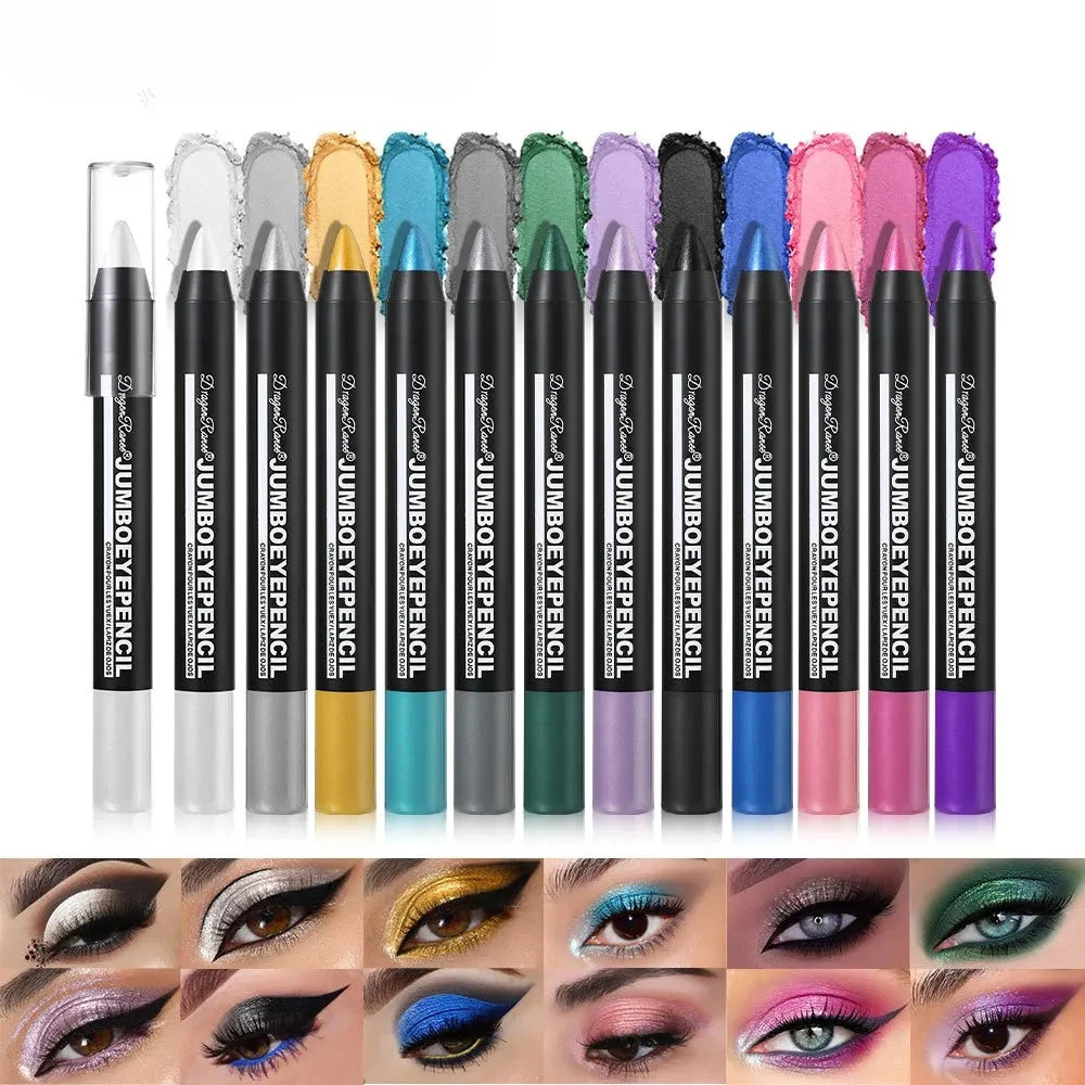 12 Colors Metallic Glitter Eyeshadow & Highlighter Pen Set – Waterproof, Long-Lasting, Pearlescent Makeup Tool for Eye & Face Shimmer Looks - Live Easy