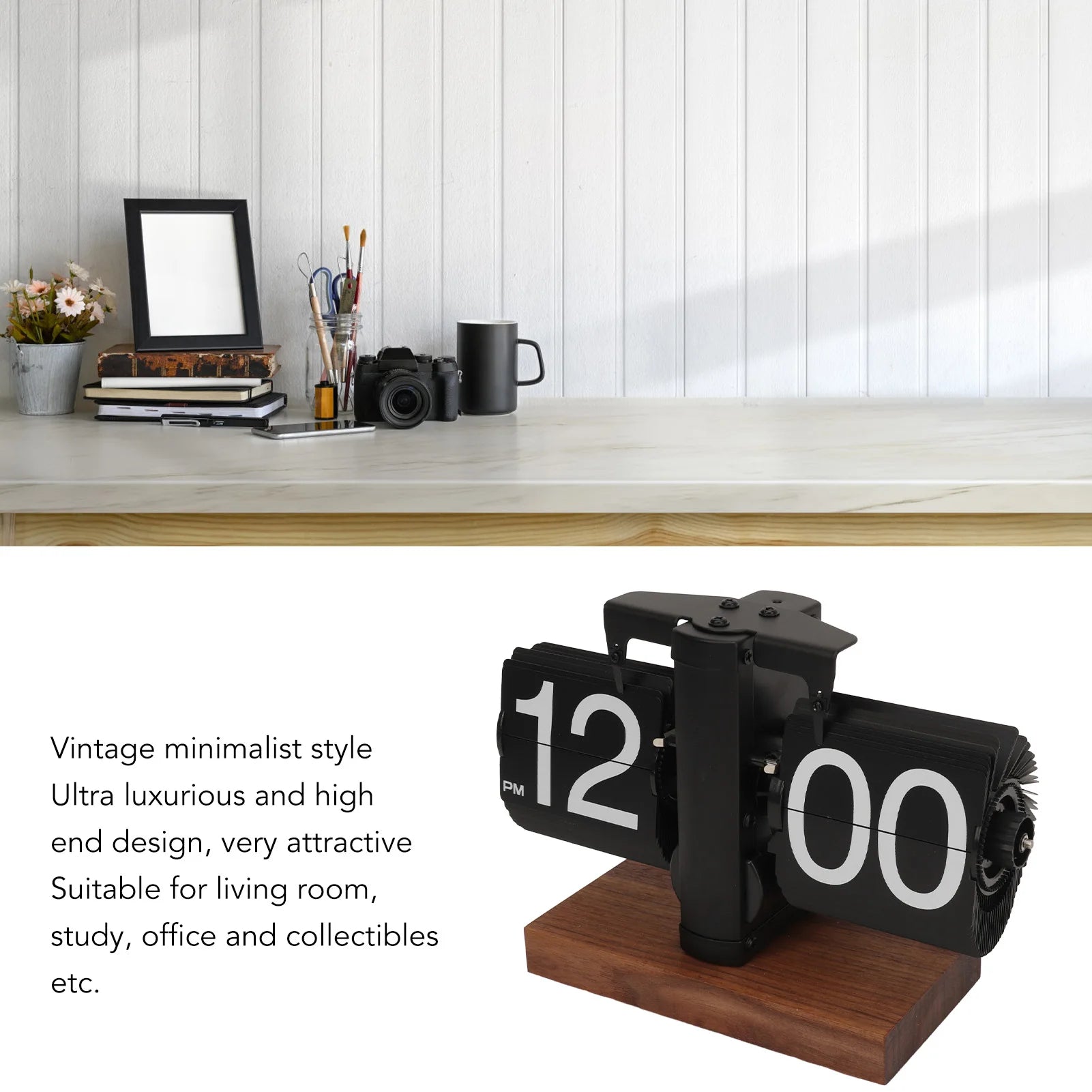 Retro Flip Down Clock – Automatic Turning Battery Clock for Home & Office Décor