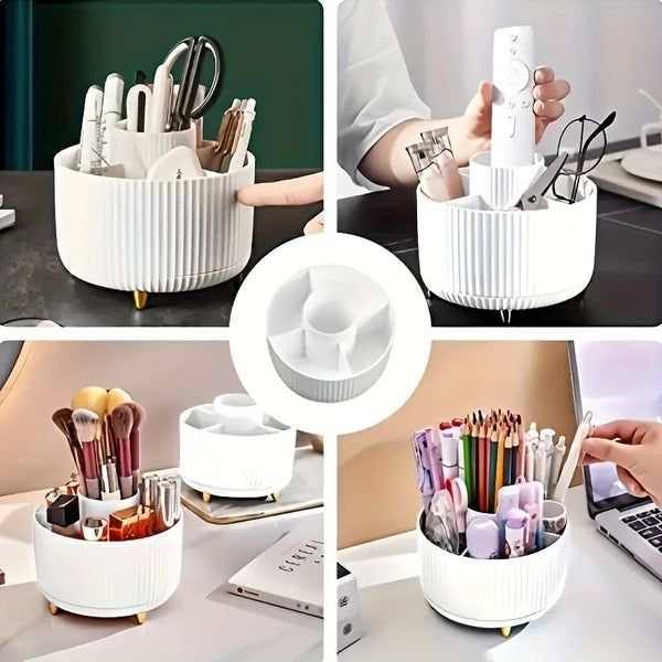 360° Rotating Cosmetic Storage Box – Multi-Functional Makeup Organizer with 5 Compartments - Live Easy
