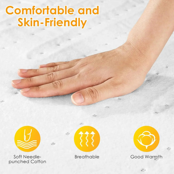 Electric Heated Mattress Pad 150×80cm – 100W Bed Warmer with 6 Heat Levels, Auto-Off & Fast Heating