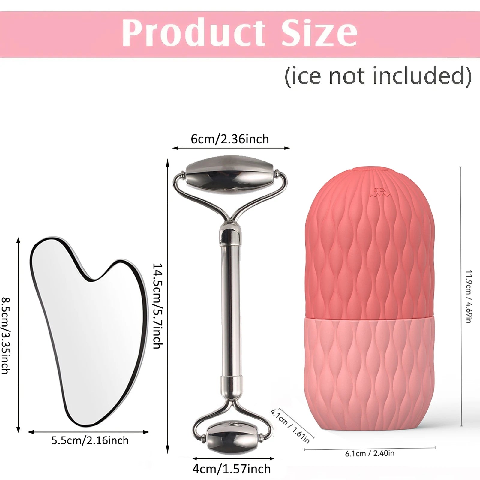 Ice Face Roller (1/3PCS Set) – Stainless Steel & Silicone Facial Roller for Skin Tightening - Live Easy